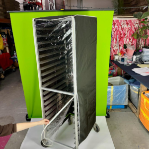 COMMERCIAL DURABLE BAKERY RACK COVER <br>SIZE: 64" x 23" x 28"<br>20-TIER<br>Made in USA